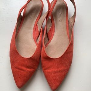 Madewell sz 7.5 suede orange sling back flats